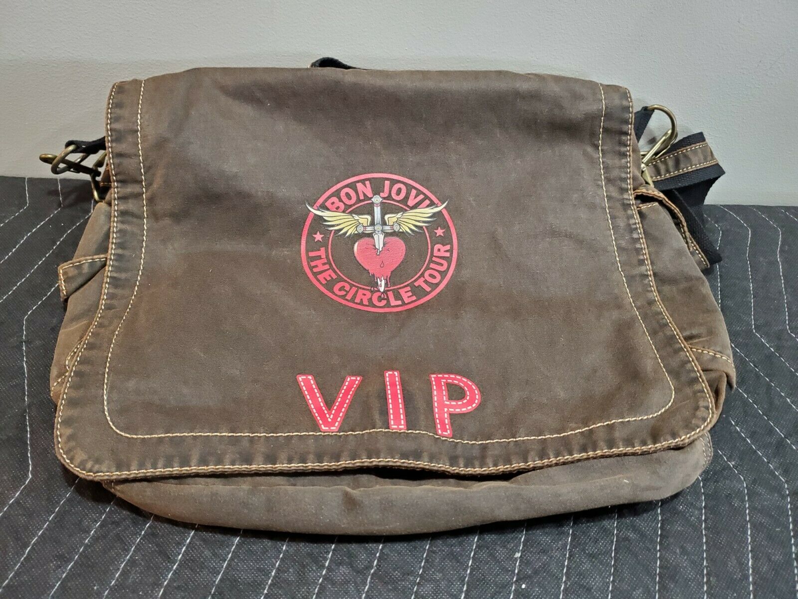 2012 Bon Jovi The Circle Tour Vip Brown Shoulder Bag Concert New Unused Beautifu