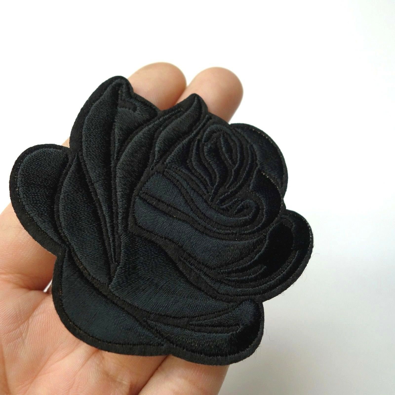 Black Rose Iron-on/sew-on Embroidered Patch, Applique Motif - Goth Punk Alt Emo
